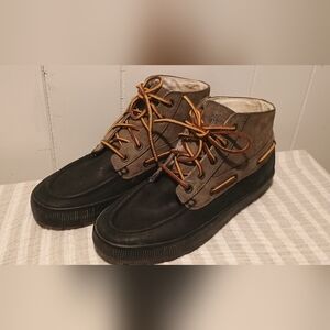 Men's Two-Tone Black and Brown Casual Lace-Up Chukka Boots